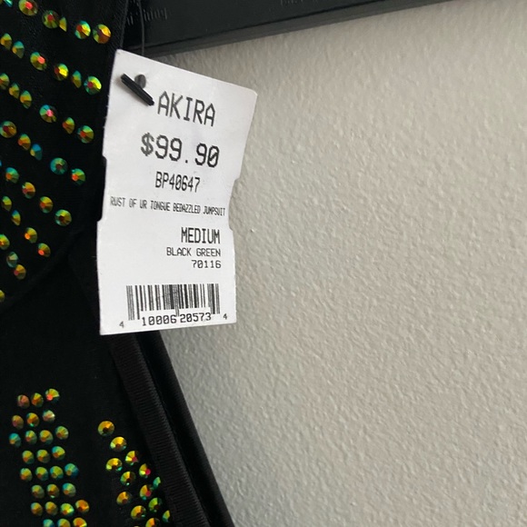 Rust of your tongue bedazzled jumpsuit black and green size Medium Brand NWT - Picture 6 of 17